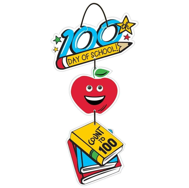 100th Day Of School MDF Hanging Sign - SKU:242081 - UPC:013051786090 - Party Expo