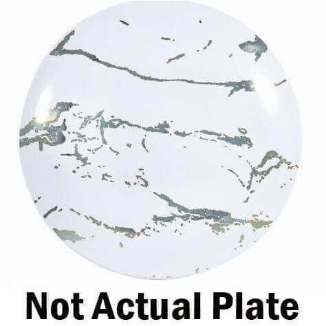 10.25" White And Silver Marble Plates (20 Count) - SKU:15852 - UPC:655731158522 - Party Expo