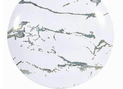 10.25" White And Silver Marble Plates (40 Count) - SKU:15858 - UPC:655731158584 - Party Expo