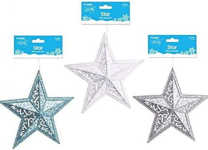 10.6" Large Christmas Glitter Star Decoration - SKU:XO3177 - UPC:677916863168 - Party Expo