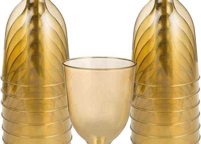 10oz Gold Wine Glasses (20pcs) - SKU:350101.19 - UPC:013051661823 - Party Expo