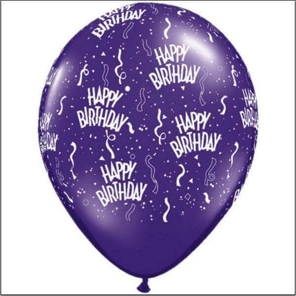 11" Happy Birthday Latex Balloons - Purple - Party Expo