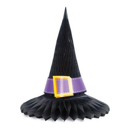 11" Honeycomb Witch Hat Halloween Centerpiece Decoration - Black - SKU:63486 - UPC:011179634866 - Party Expo