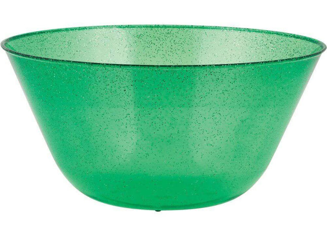 11" Plastic Bowl with Glitter Green - SKU:325477 - UPC:039938427795 - Party Expo