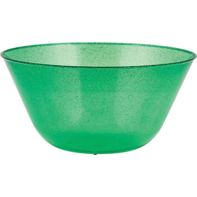 11" Plastic Bowl with Glitter Green - SKU:325477 - UPC:039938427795 - Party Expo