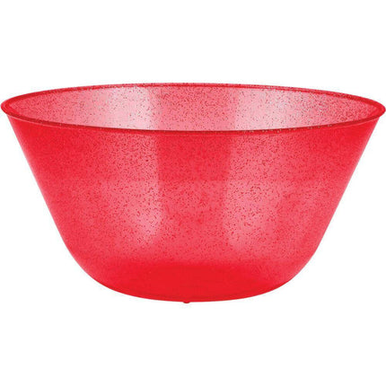 11" Plastic Bowl with Glitter Red - SKU:325476 - UPC:039938427788 - Party Expo