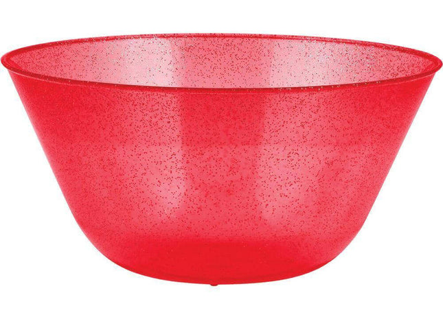 11" Plastic Bowl with Glitter Red - SKU:325476 - UPC:039938427788 - Party Expo