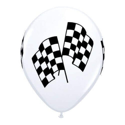 11" Racing Flags Latex Balloons (50ct) - SKU:56221 - UPC:071444371186 - Party Expo