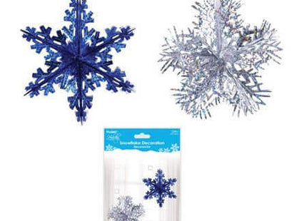 12" 3D Hologram Hanging Snowflake - SKU:XO3230 - UPC:677916865209 - Party Expo