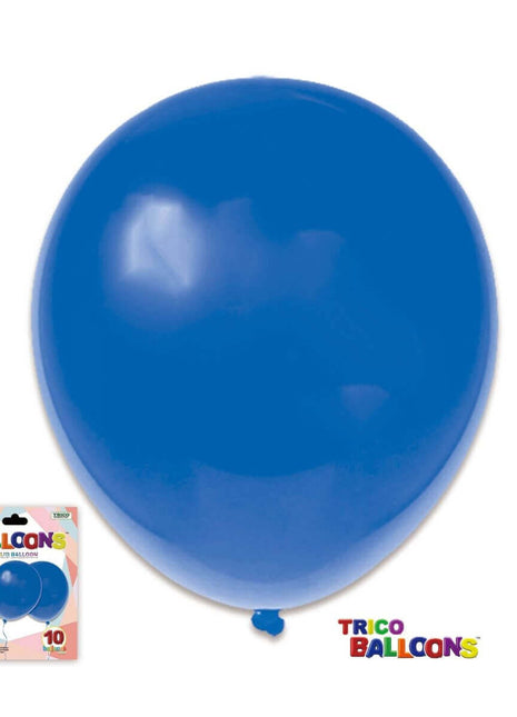 12" Blue Latex Balloons (10ct) - SKU:BP2080 Blue - UPC:00810057951565 - Party Expo