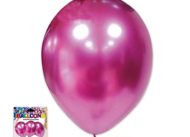 12" Chrome Fuchsia Latex - 4 count - SKU:BP2402 Chrome Fuchsia - UPC:810057952906 - Party Expo