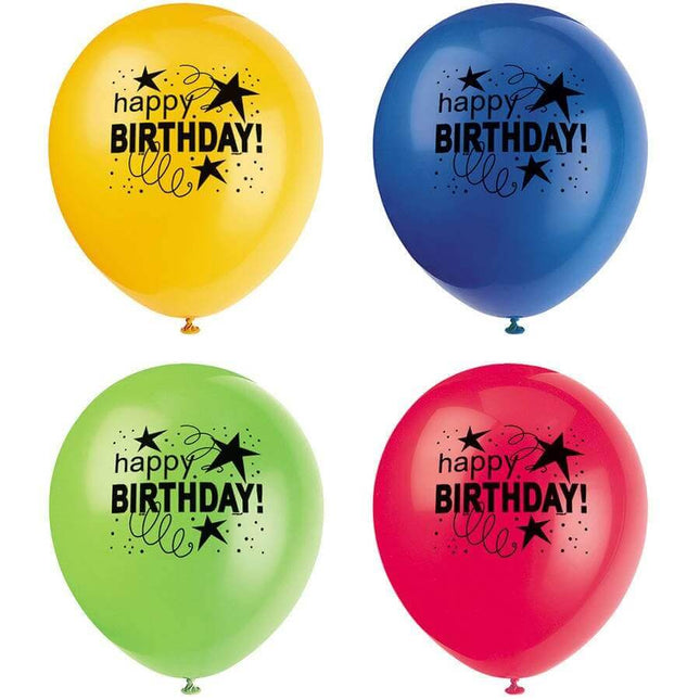 12" Cosmic Birthday Latex Balloons (8ct) - SKU:40245 - UPC:011179402458 - Party Expo