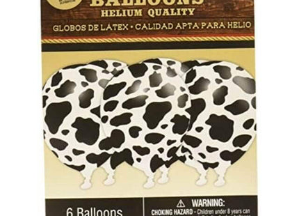 12" Cow Print Latex Balloons (6ct) - SKU:110420 - UPC:013051784355 - Party Expo