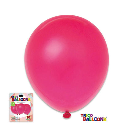 12" Fuchsia Latex Balloon - 10 count - SKU:BP2080-FU - UPC:00810057951527 - Party Expo