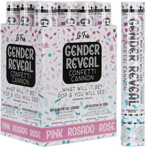 Gender Reveal - 12" Pink Confetti Cannon (1 each) - SKU:PE-00525 - UPC:099996003331 - Party Expo