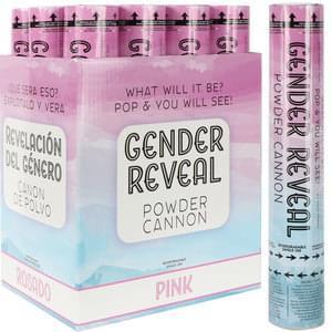 Gender Reveal - 12" Pink Powder Cannon (1 each) - SKU:PE-00523 - UPC:099996003317 - Party Expo