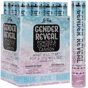 Gender Reveal - 12" Blue Powder & Confetti Cannon (1 each) - SKU:PE-00526 - UPC:099996003348 - Party Expo