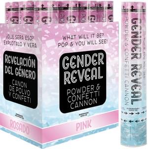 Gender Reveal - 12" Pink Powder & Confetti Cannon (1 each) - SKU:00527 - UPC:099996003355 - Party Expo