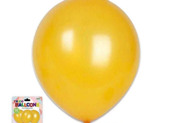 12" Gold Latex Balloon - 10 count - SKU:BP2080G - UPC:00810057951589 - Party Expo