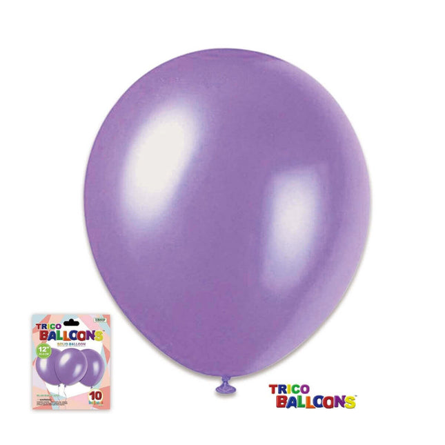 12" Lavender Latex Balloon - 10 count - SKU:BP2080 Lavender - UPC:00810057951619 - Party Expo