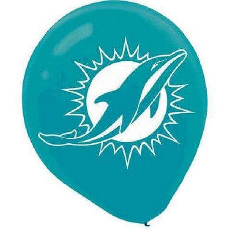 Miami Dolphins - 12" Latex Balloons (6ct) - SKU:111356 - UPC:013051469733 - Party Expo