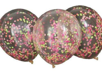 12" Neon Confetti Clear Latex Balloons - SKU:54480 - UPC:011179544806 - Party Expo