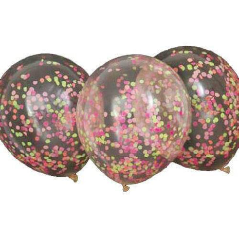 12" Neon Confetti Clear Latex Balloons - SKU:54480 - UPC:011179544806 - Party Expo