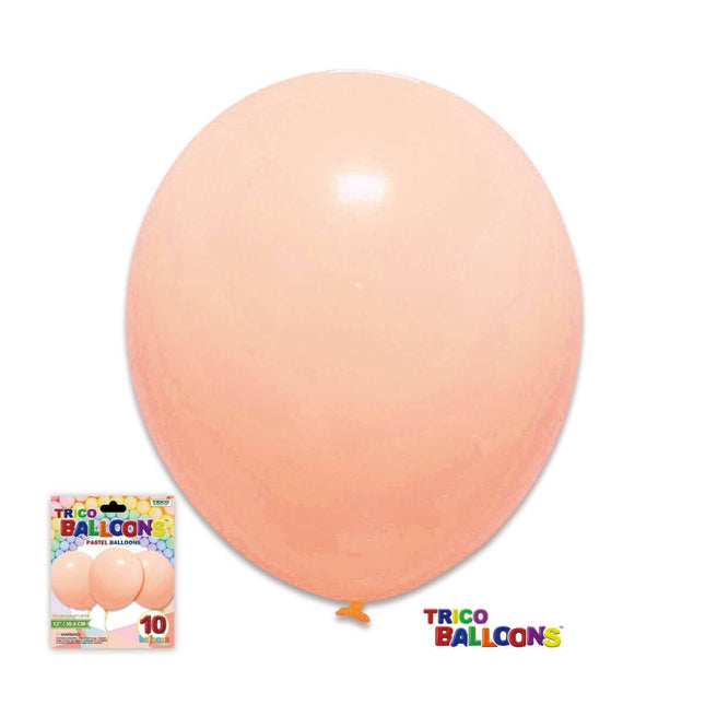 12" Peach Latex Balloon - 10 count - SKU:BP2401 - UPC:00810057951848 - Party Expo