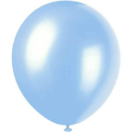 12" Powder Blue Pearlized Latex Balloons (8ct) - SKU:54566 - UPC:011179545667 - Party Expo