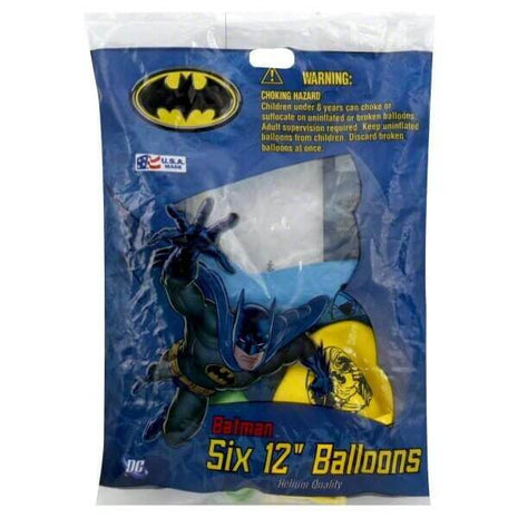 Pioneer - 12" DC Batman Latex Balloons (6ct) - SKU:19396 - UPC:071444193962 - Party Expo
