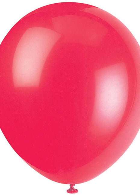 12" Ruby Red Latex Balloons (10ct) - SKU:54525 - UPC:011179545254 - Party Expo