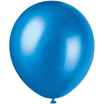 12" Sapphire Blue Pearlized Latex Balloons (8ct) - SKU:54555 - UPC:011179545551 - Party Expo