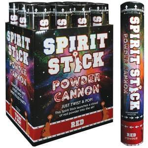 12" Spirit Stick Powder Cannon - Red (1 each) - SKU:PE00509 - UPC:099996002891 - Party Expo