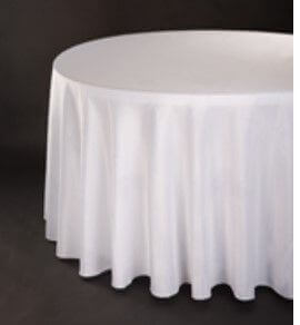 120" Round Poly Table Cloth - White - SKU:7068-White - UPC:809726077422 - Party Expo