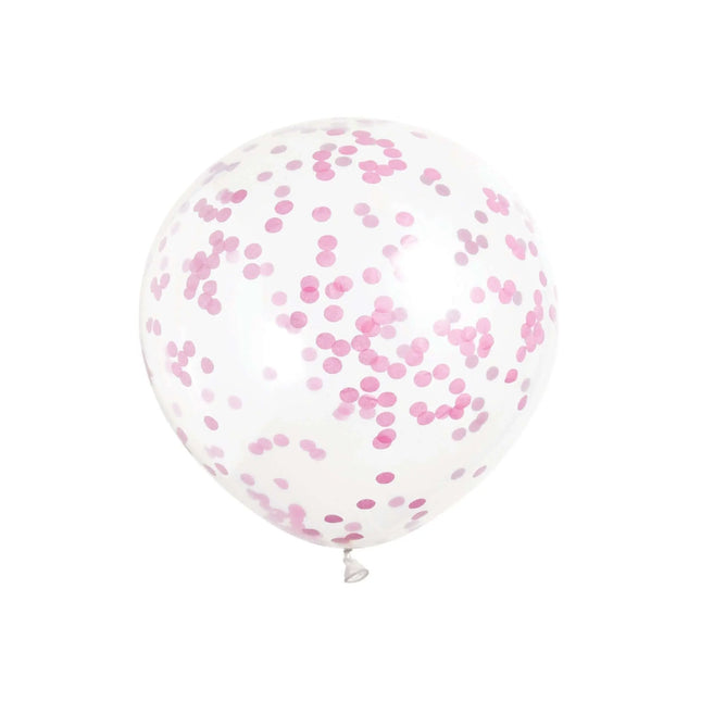 12" Clear Latex Balloons with Hot Pink Confetti (6ct) Party Expo  