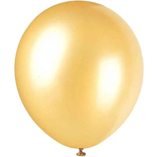 12" Gold Pearlized Latex Balloons (8ct) Party Expo  