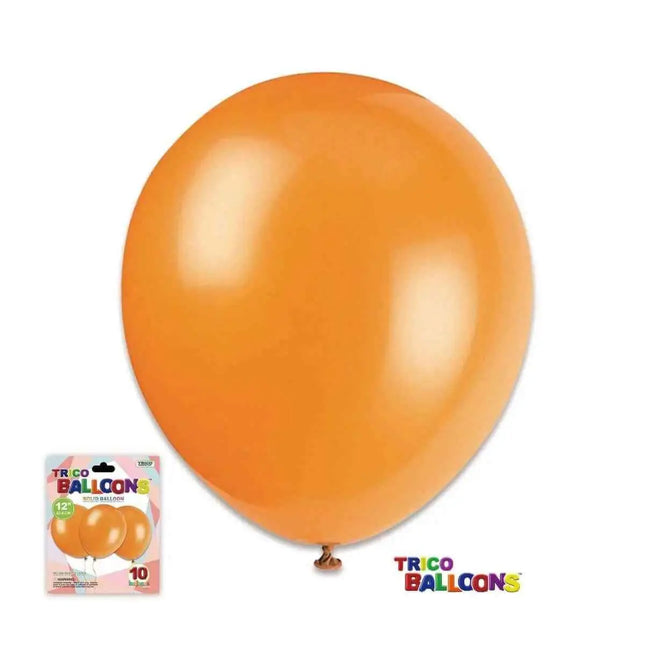 12" Orange Latex Balloon - 10 count Party Expo  
