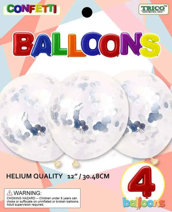 12" Silver Confetti Latex Balloon Party Expo  