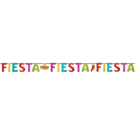 12ft Fiesta Ribbon Banner with Glitter Paper Letters - Party Expo