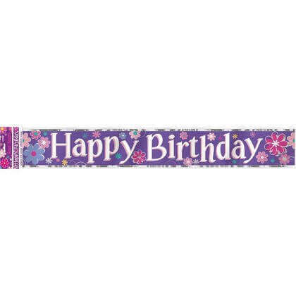 12ft Birthday Blossom Foil Banner - SKU:40288 - UPC:011179402885 - Party Expo