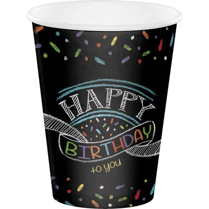 12oz Chalk Happy Birthday Cups (8ct) - Party Expo