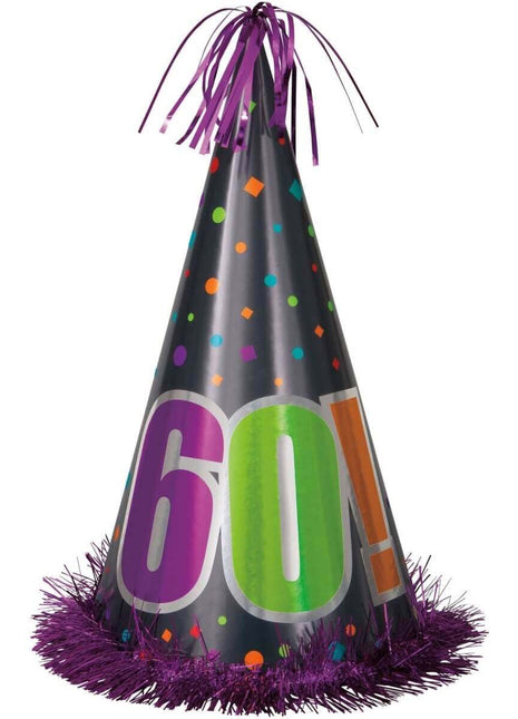 13" Jumbo Birthday Cheer 60th Birthday Party Hat - SKU:45976 - UPC:011179459766 - Party Expo