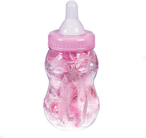 13.5" Baby Bottle Rattle Bank - Pink - SKU:CP82347 - UPC:646573823471 - Party Expo