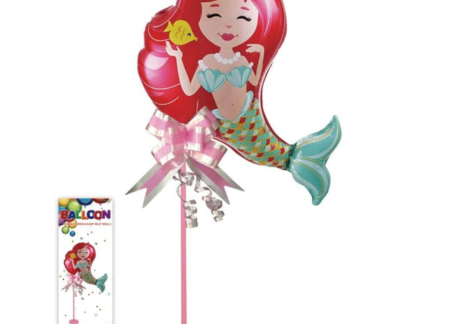 14" Mermaid Mylar Balloon Centerpiece with Stand - SKU:BP2128 - UPC:810057953958 - Party Expo
