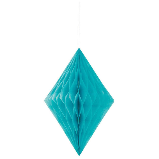 14" Paper Diamond Decoration - Teal - SKU:62983 - UPC:011179629831 - Party Expo