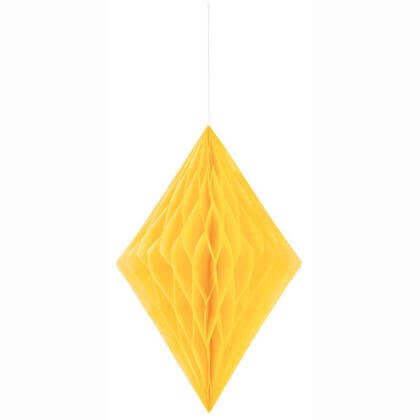 14" Paper Diamond Sunflower Decoration - Yellow - SKU:62989 - UPC:011179629893 - Party Expo