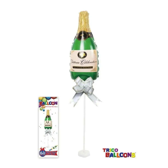 14" Champagne Bottle Mylar Balloon Centerpiece with Stand Party Expo  