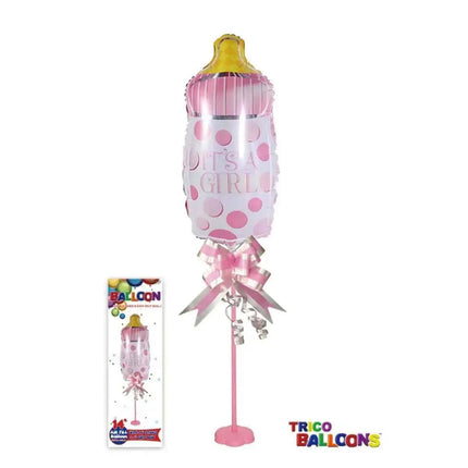 14" Pink Milk Bottle Mylar Balloon Centerpiece with Stand (1ct) Party Expo  