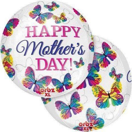15" Happy Mother's Day Beautiful Butterfly Orbz Balloon - SKU:68694 - UPC:026635306270 - Party Expo
