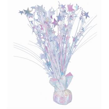 15" White Iridescent Balloon Weight Centerpiece - SKU:F97934 - UPC:749567979342 - Party Expo